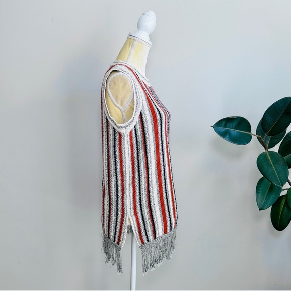 Massimo Dutti Sweater Vest Striped Fringed Tunic - Picture 5 of 8